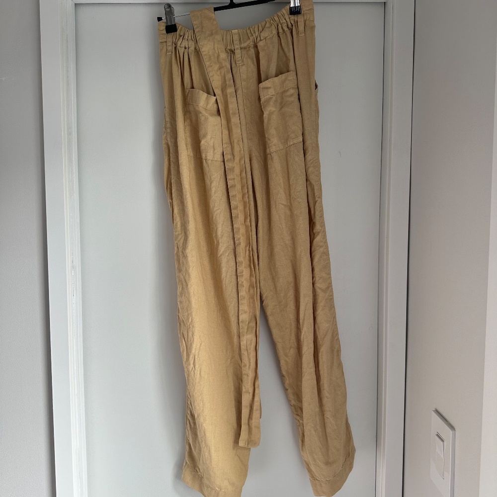 Camel S/M Boyfriend Loose Pleated Front Pants NotPerfectLinen - Picture 3 of 10
